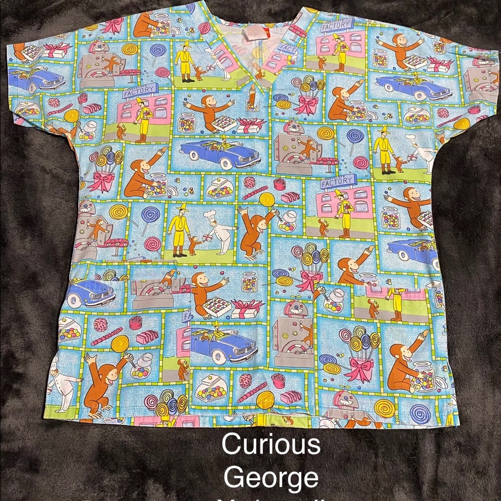 Curious George scrub top small
